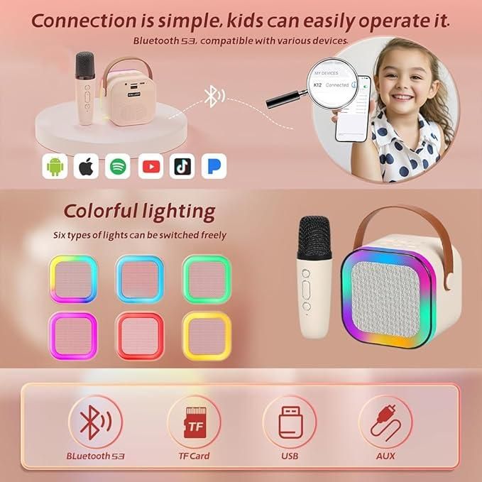 Sing & Shine: Bluetooth Karaoke Speaker with Microphone & Light Effects