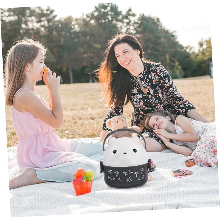 Single Layer Bear Design Japanese Bento Lunch Box Portable Large Capacity with Spoon Office Workers Students