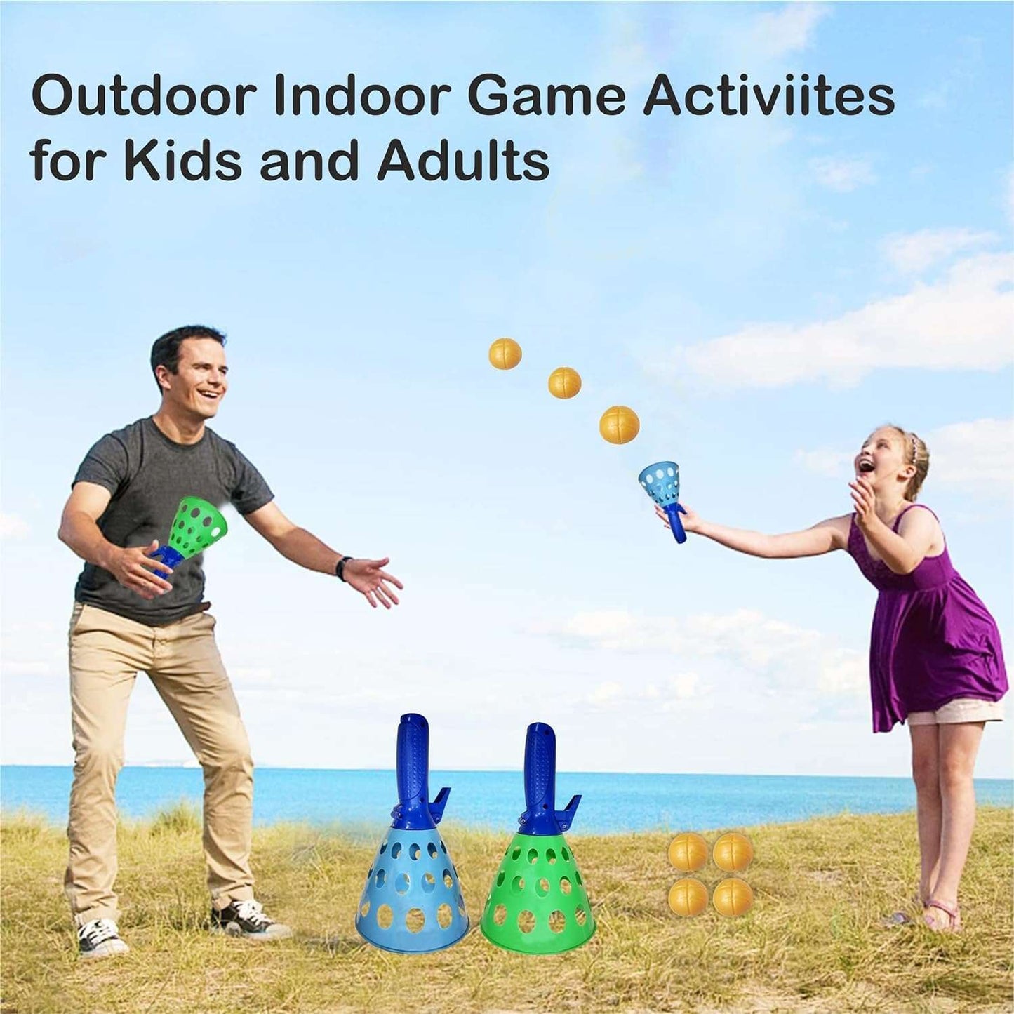 Shoot Balls in Air Game Toy Set for Kids ,Click and Catch Game Hand Basketball Set