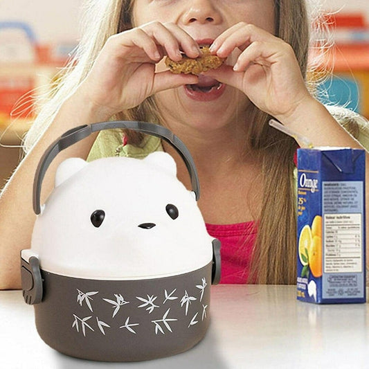 Single Layer Bear Design Japanese Bento Lunch Box Portable Large Capacity with Spoon Office Workers Students‌