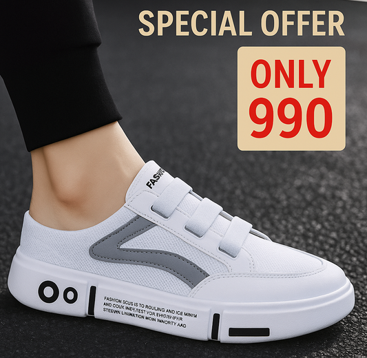 Your Go-To Casual: Men's Easy-Wear White Half Slippers